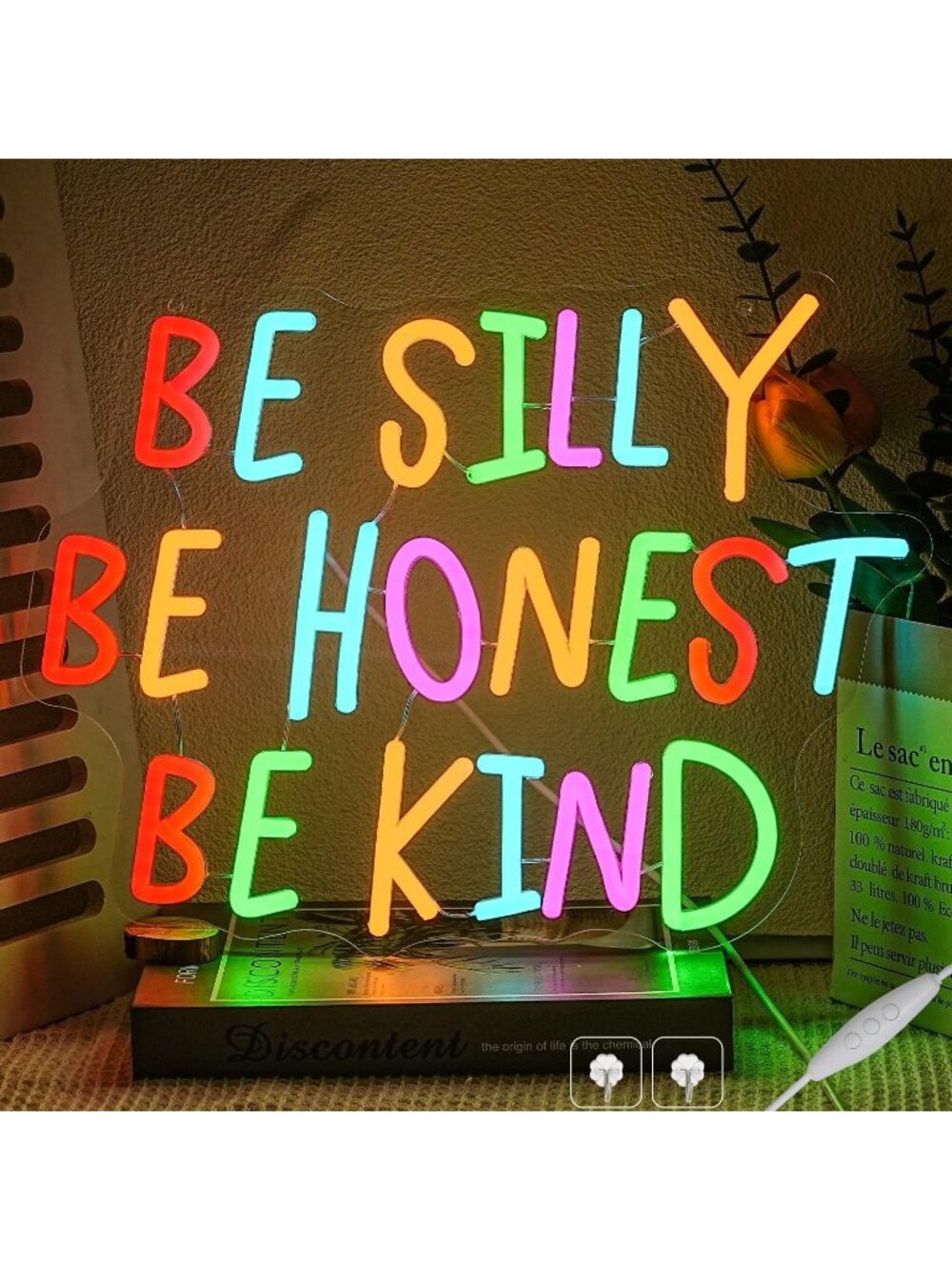 Be Silly Be Honest Be Kind Neon Sign Colorful LED Light Words & Quotes Theme